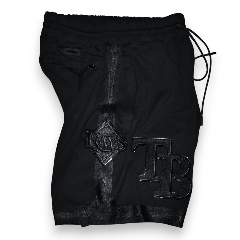 Pro Standard Tampa Bay Devil Rays Shorts Size XL Triple Black Chenille Patches